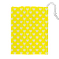 Purple Hearts On Yellow Background Drawstring Pouch (5xl) by SychEva