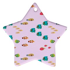 Marine Fish Multicolored On A Pink Background Star Ornament (two Sides) by SychEva
