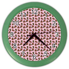 Cute Deer Pattern Pink Color Wall Clock by snowwhitegirl