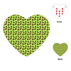 Cute Deer Pattern Green Playing Cards Single Design (heart) by snowwhitegirl