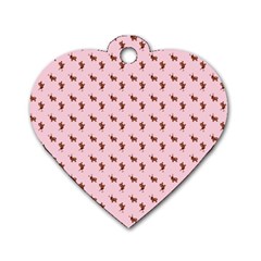 Kawaii Cute Deer Pink Dog Tag Heart (two Sides)