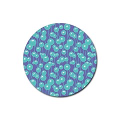 Blue Dandelions  Cute Plants Rubber Coaster (round)  by SychEva