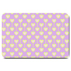 Yellow Hearts On A Light Purple Background Large Doormat  by SychEva