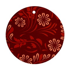 Folk Flowers Pattern Floral Surface Design Seamless Pattern Ornament (round)