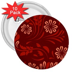 Folk Flowers Pattern Floral Surface Design Seamless Pattern 3  Buttons (10 Pack) 