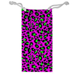Pink And Green Leopard Spots Pattern Jewelry Bag by Casemiro