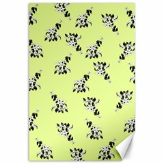 Black And White Vector Flowers At Canary Yellow Canvas 24  X 36  by Casemiro
