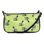Black and white vector flowers at canary yellow Shoulder Clutch Bag Front
