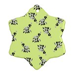 Black and white vector flowers at canary yellow Snowflake Ornament (Two Sides) Front