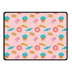 Funny Sweets With Teeth Fleece Blanket (small) by SychEva