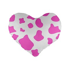 Pink Cow Spots, Large Version, Animal Fur Print In Pastel Colors Standard 16  Premium Heart Shape Cushions