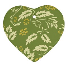 Folk Flowers Pattern Floral Surface Design Seamless Pattern Heart Ornament (two Sides)