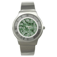 Folk Flowers Pattern Floral Surface Design Seamless Pattern Stainless Steel Watch by Eskimos