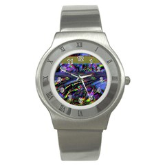 Unadjusted Tv Screen Stainless Steel Watch by MRNStudios