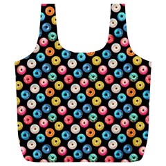 Multicolored Donuts On A Black Background Full Print Recycle Bag (xl) by SychEva