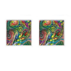 Intricate Painted Swirls Cufflinks (square) by kaleidomarblingart