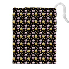 Shiny Pumpkins On Black Background Drawstring Pouch (5xl) by SychEva