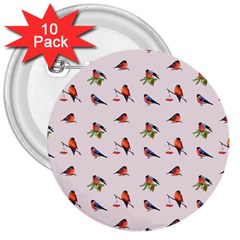 Bullfinches Sit On Branches 3  Buttons (10 Pack)  by SychEva