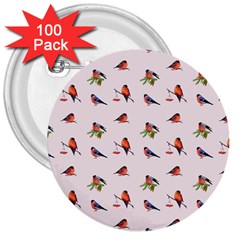 Bullfinches Sit On Branches 3  Buttons (100 Pack)  by SychEva