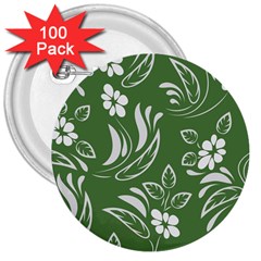 Folk Flowers Pattern Floral Surface Design Seamless Pattern 3  Buttons (100 Pack)  by Eskimos