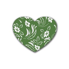 Folk Flowers Pattern Floral Surface Design Seamless Pattern Rubber Coaster (heart)
