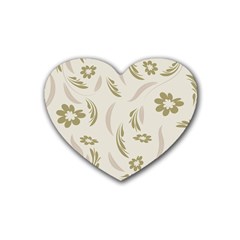 Folk Flowers Pattern Floral Surface Design Seamless Pattern Rubber Heart Coaster (4 Pack) by Eskimos