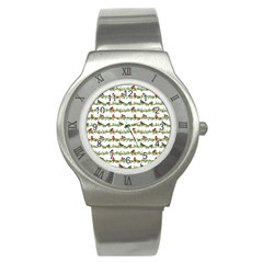 Bullfinches On The Branches Stainless Steel Watch by SychEva