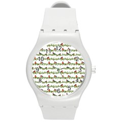 Bullfinches On The Branches Round Plastic Sport Watch (m) by SychEva