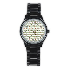 Bullfinches On The Branches Stainless Steel Round Watch by SychEva