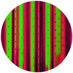 Warped Stripy Dots Wooden Puzzle Round by essentialimage365