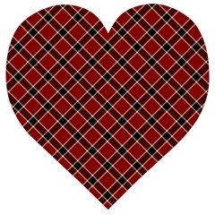 Dark Red Tartan, Retro Buffalo Plaid, Tiled Pattern Wooden Puzzle Heart by Casemiro