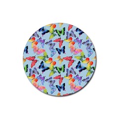 Watercolor Butterflies Rubber Round Coaster (4 Pack) by SychEva