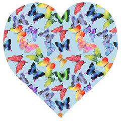 Watercolor Butterflies Wooden Puzzle Heart by SychEva