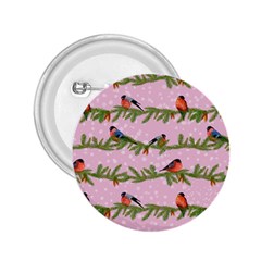 Bullfinches Sit On Branches On A Pink Background 2 25  Buttons by SychEva