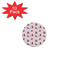 Bullfinches Sit On Branches 1  Mini Buttons (10 Pack) 