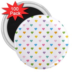Small Multicolored Hearts 3  Magnets (100 Pack) by SychEva