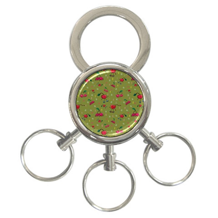 Red Cherries Athletes 3-Ring Key Chain