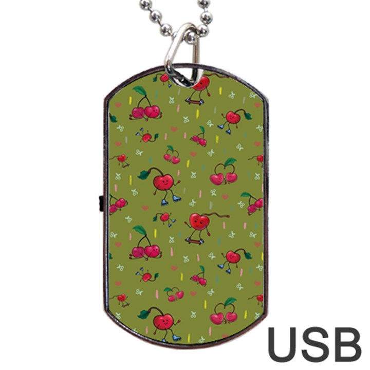 Red Cherries Athletes Dog Tag USB Flash (One Side)