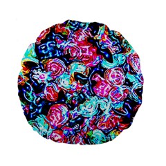 Neon Floral Standard 15  Premium Flano Round Cushions by 3cl3ctix