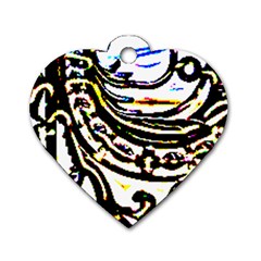 Faux Baroque Print Dog Tag Heart (two Sides)