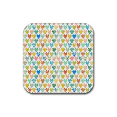 Multicolored Hearts Rubber Coaster (square) by SychEva