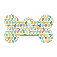 Multicolored Hearts Dog Tag Bone (two Sides) by SychEva