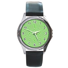 Illusion Waves Pattern Round Metal Watch by Sparkle