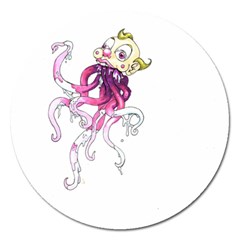 Carnie Squid Magnet 5  (round) by Limerence