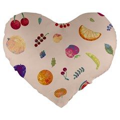 Summer Fruit Large 19  Premium Flano Heart Shape Cushions by SychEva