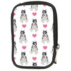 Little Husky With Hearts Compact Camera Leather Case by SychEva