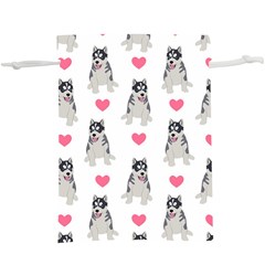Little Husky With Hearts  Lightweight Drawstring Pouch (xl) by SychEva