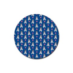 Little Husky With Hearts Rubber Coaster (round) by SychEva