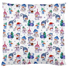 Cute Snowmen Celebrate New Year Large Flano Cushion Case (two Sides) by SychEva