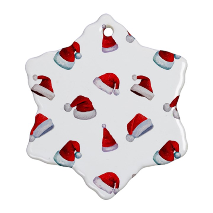 Red Christmas Hats Snowflake Ornament (Two Sides)